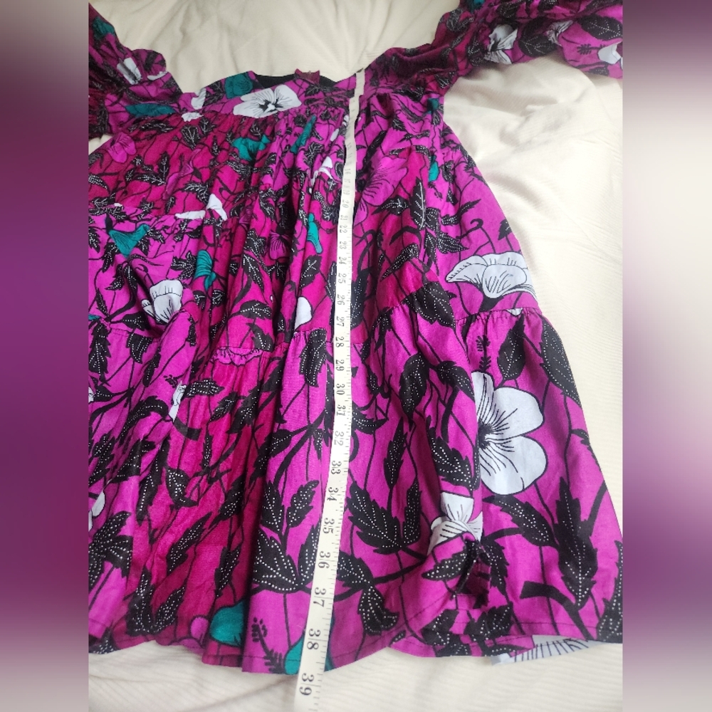 Voluminous Hibiscus Flowers Prints Cotton Tiered Dress Floral Purple Sz 6/8 NWOT - Picture 6 of 16